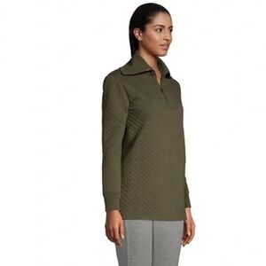 Lands' End Olive Green Quilted Sweatshirt